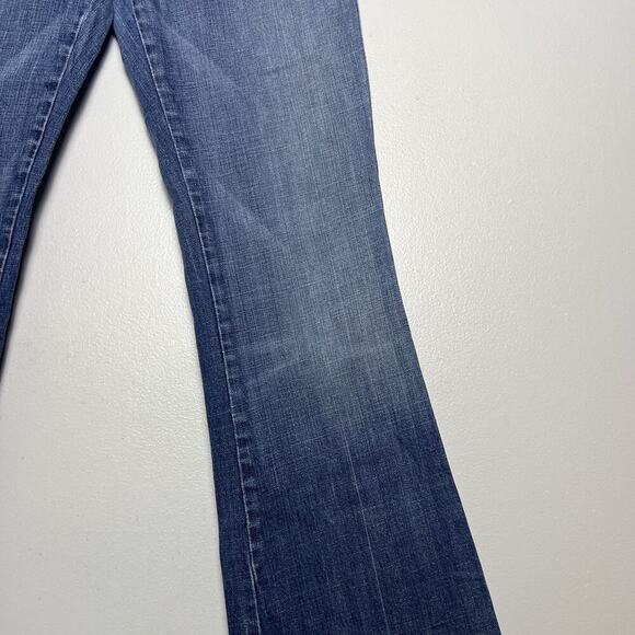 7 For All Mankind Womens A Pocket Flare Jeans Denim Sz 30 32 Low Rise USA Boho - Picture 7 of 16